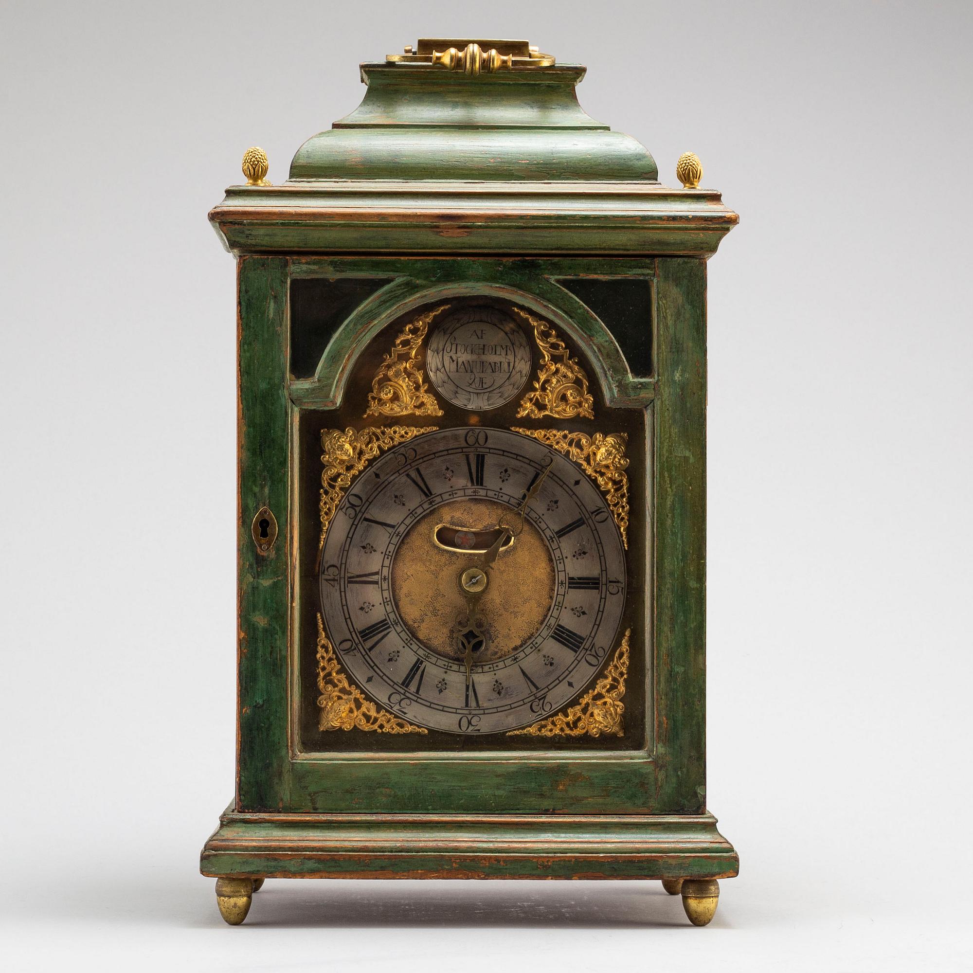A Swedish Late Baroque table clock from Stockholm Manufabrique.
