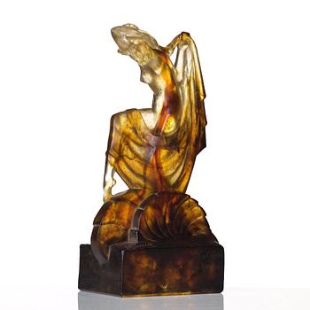 Marcel André Bouraine, a pâte de cristal "Danseuse" sculpture, Gabriel Argy-Rousseau, France ca 1928.