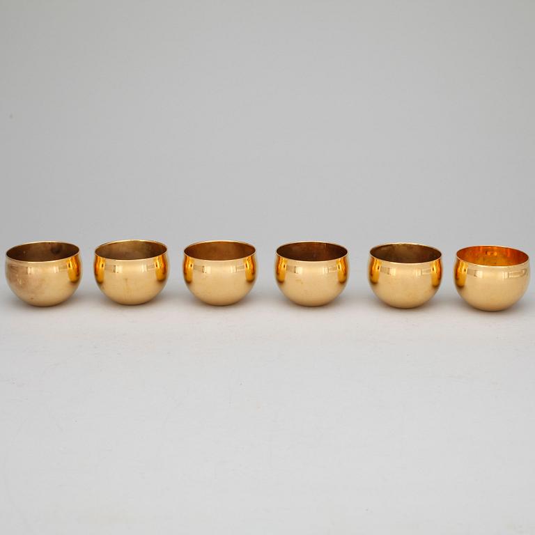 SUPKOPPAR, 6 st, mässing, design Pierre Forsell, Skultuna Bruk, 1900-talets andra hälft.