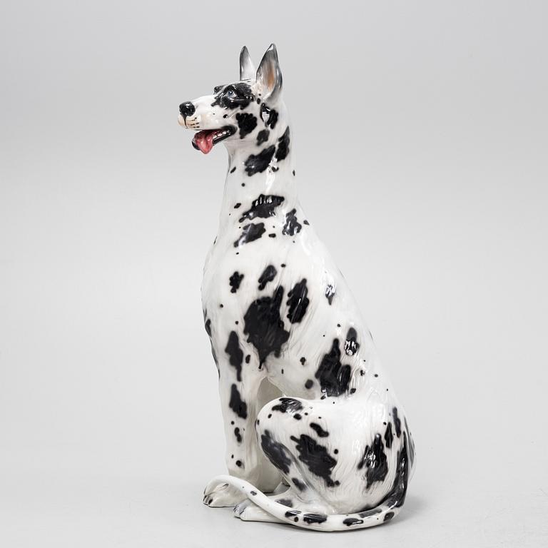 A ceramic decorative sculpture of a dog, late 20th Century.