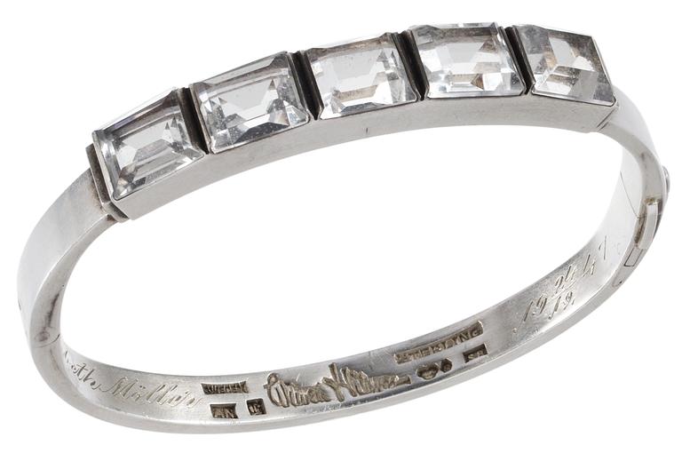 A Wiwen Nilsson sterling and rock crystal bracelet, Lund 1944.