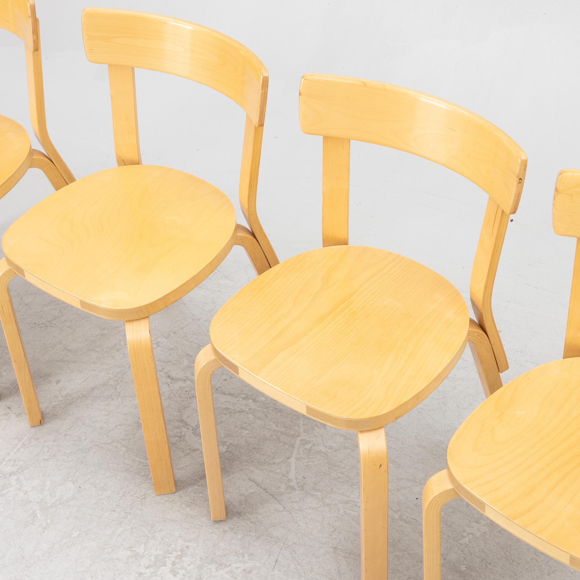 Alvar Aalto, a set of 4 model 69 chairs, Artek, Finland, second half of the 20th century.