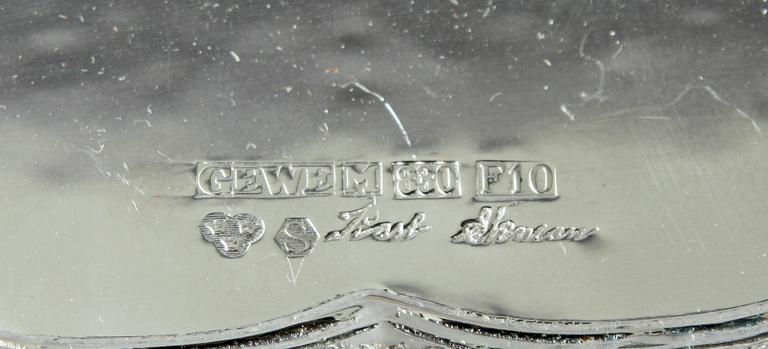 KAFFESERVIS, 4 delar. Silver, rokokostil. GEWE, 1900-talets andra hälft.