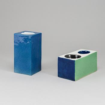 SYLVIA LEUCHOVIUS, two stoneware sculptures/ vases, Rörstrand, Sweden.