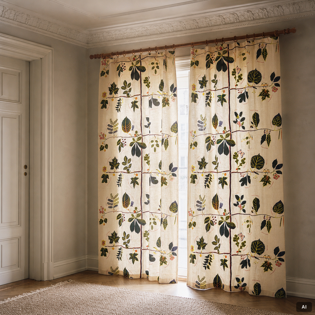 Josef Frank, A pair of 'U.S. Tree' curtains, Svenskt Tenn.