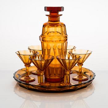 Göran Hongell, cocktailset, 8 delar, modell 5413, Karhula Glasbruk 1930-tal.