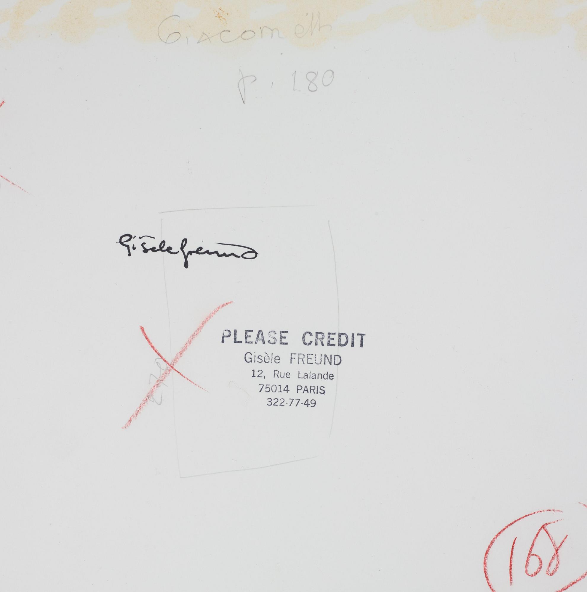 Gisèle Freund, "Giacometti", 1964.