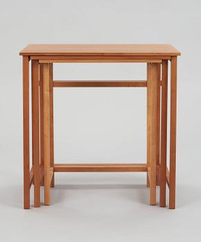 A Josef Frank mahogany set of occasional tables, Svenskt Tenn, model 618.