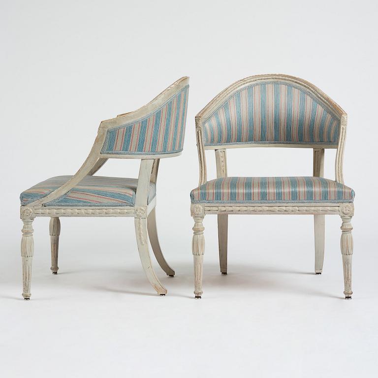 A pair of late Gustavian armchairs from the first half of 19th century.