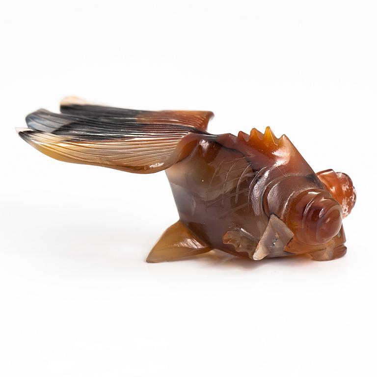 A nephrite scultpure of a goldfish, China, 20th Century.