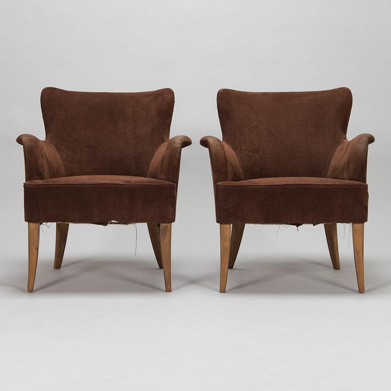 Gunnel Nyman, a pair of late 1930's armchairs for Oy Boman Ab.