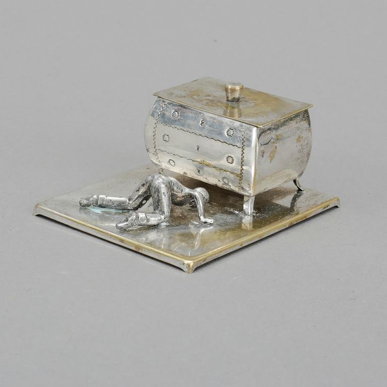 MANSCHETTKNAPPSASK, nysilver, Eskilstuna, 1900-tal.