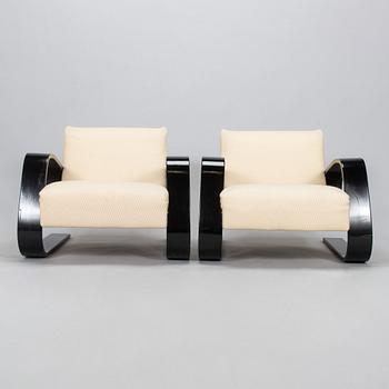 Alvar Aalto, fåtöljer ett par, "Tank chair" modell 400, Artek, 1970-tal.
