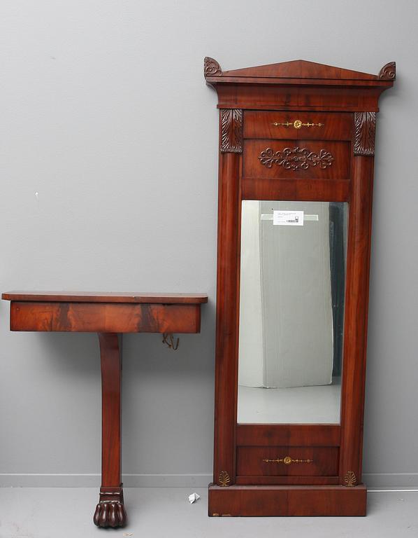 SPEGEL med KONSOLBORD, senempire, 1800-talets mitt.