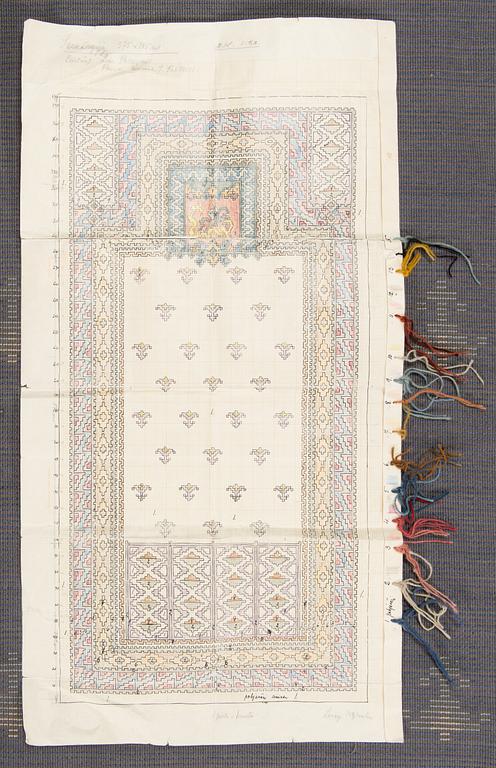 Lina Palmgren, a rug dated 1930, model for for Friends of Finnish Handicraft. Original sketch included.