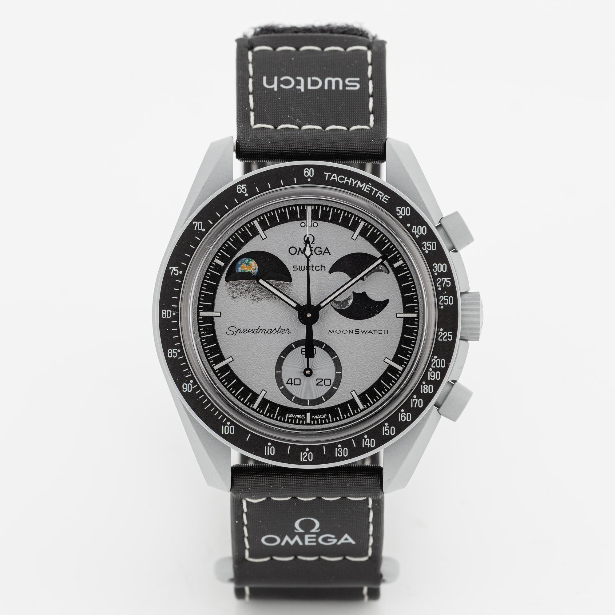 Omega/Swatch, MoonSwatch, Mission to Earthphase, chronograph, wristwatch, 42 mm.