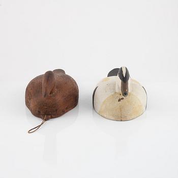 Two Wooden Decoy Ducks, 20th century.