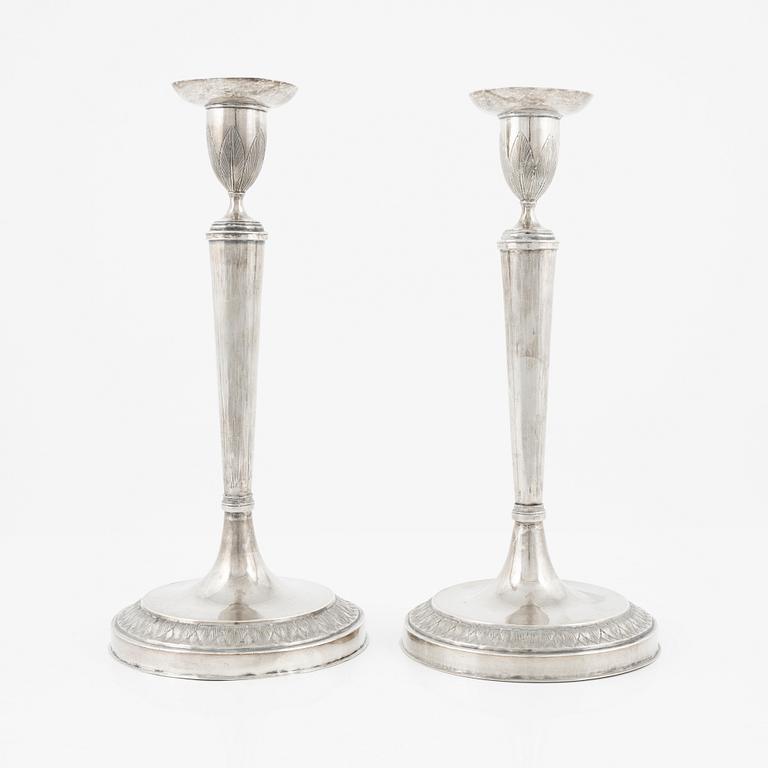 A pair of silver candlesticks, mark of Filippo della Miglia, Rome 1811-1856.