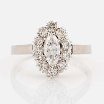 Marquise and brilliant-cut diamond ring.