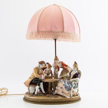 Table lamp Capo di Monte similar mark 20th century porcelain.