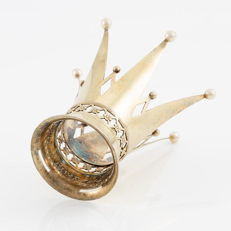 Bride's crown, gilded silver with pearls, 1940s.