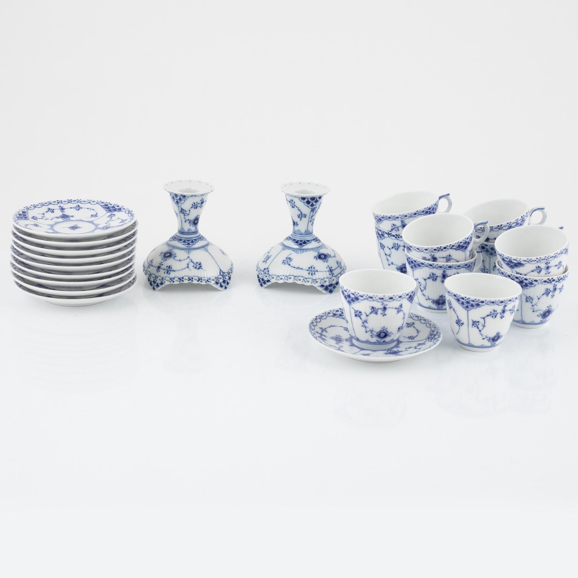 A 12-piece 'Musselmalet' porcelain coffee service, Royal Copenhagen, Denmark.