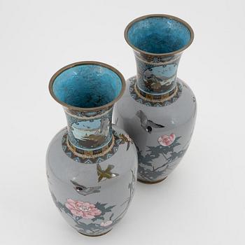 A pair of Japanese cloisonné vases, 20th century.