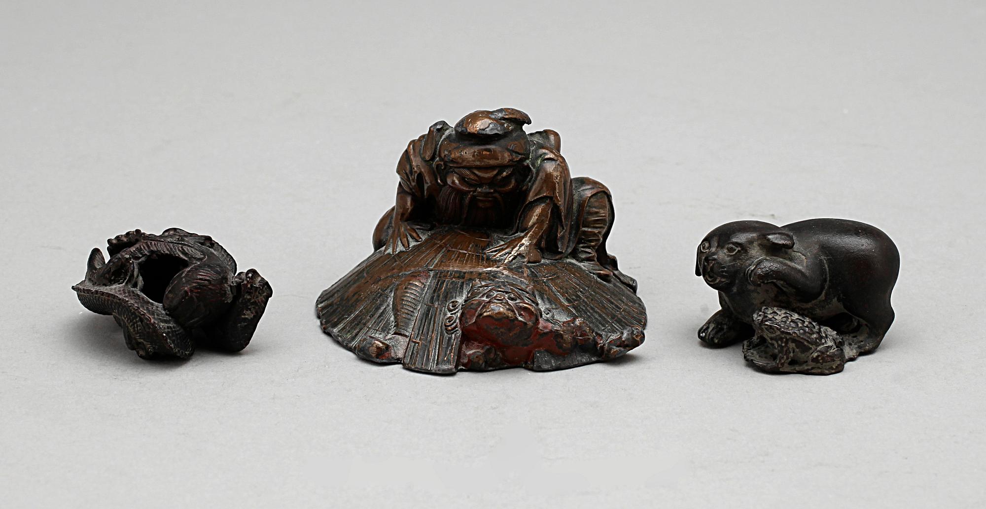 FIGURINER, 3 st, brons, troligen Japan.