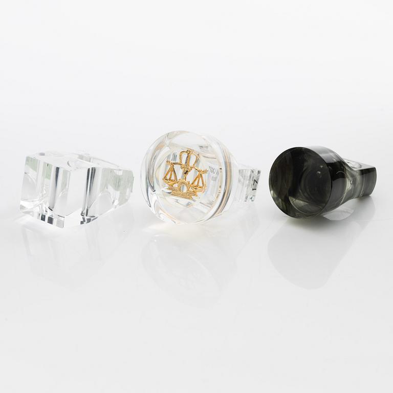 Siv Lagerström, three acrylic rings, 1970s.