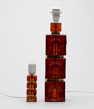 BORDSLAMPOR, 2 st, Carl Fagerlund, Orrefors, 1900-talets andra hälft.