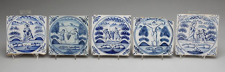 KAKELPLATTOR/FLIS, fajans, 10, st Delft, 1700-tal.