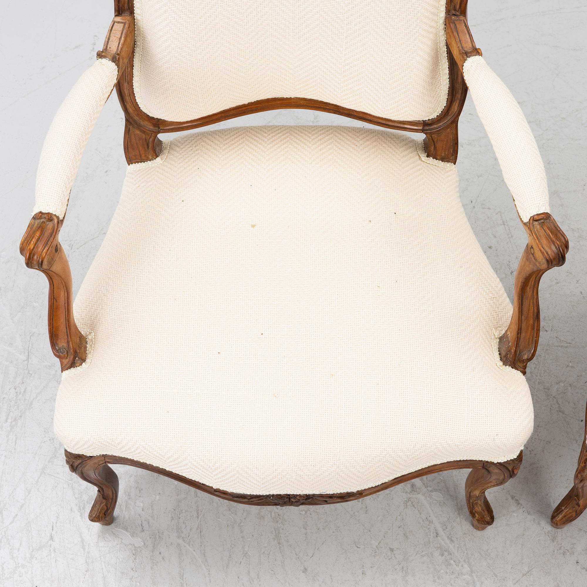 Armchairs, a pair, Rococo, 18th century.