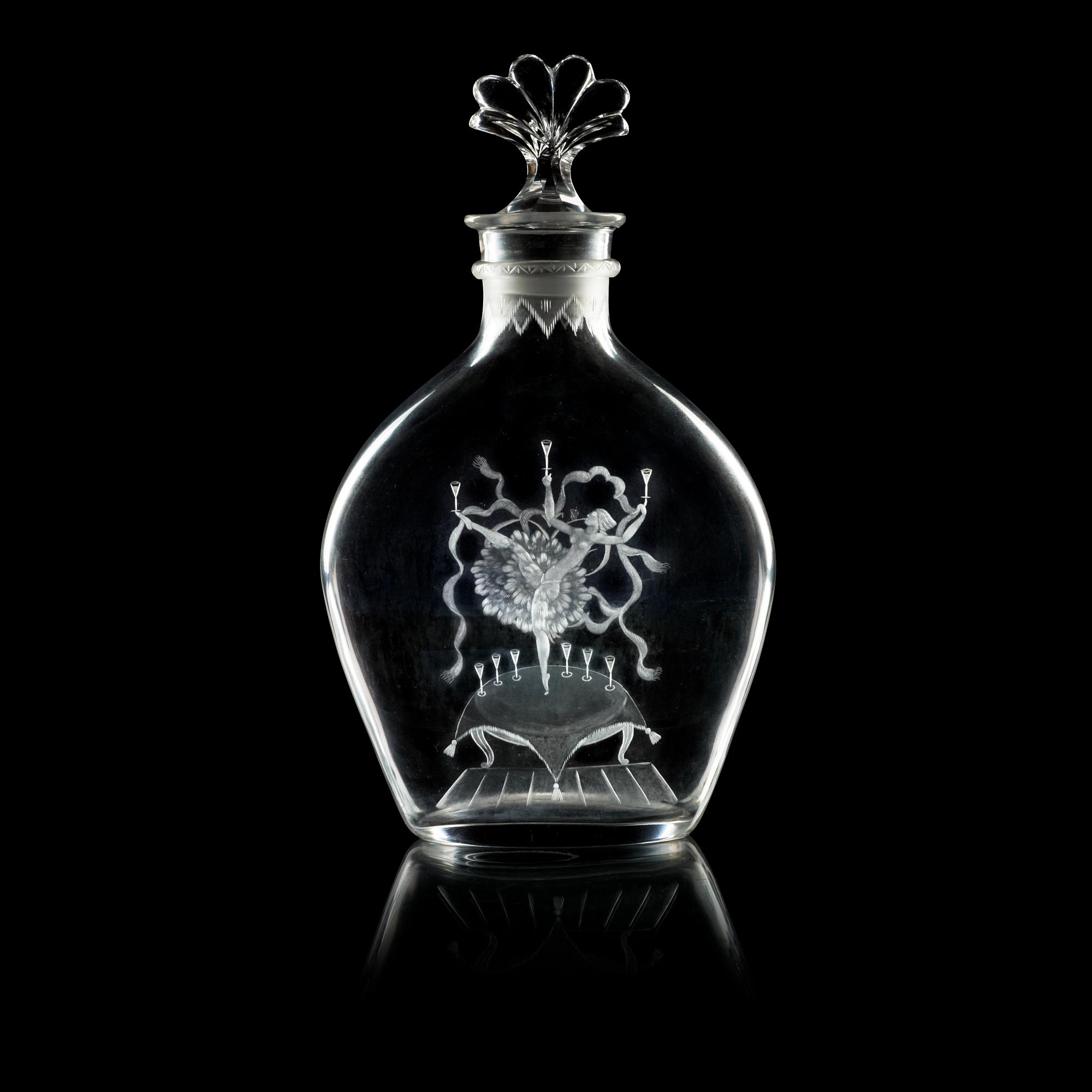 SIMON GATE, karaff med propp, Orrefors, 1926.