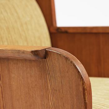 Axel Einar Hjorth, a stained pine "Lovö" armchair, Nordiska Kompaniet, Sweden, 1930s.