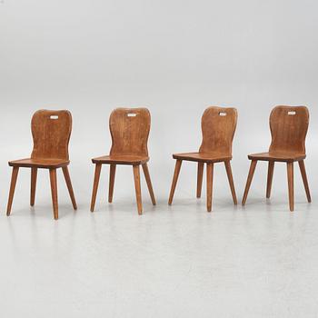 A set of four chairs, 1940's.