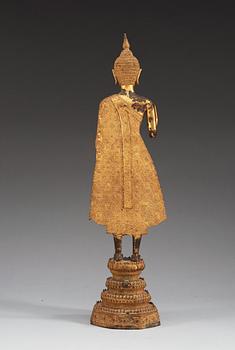 A gilt bronze figure of Buddha, Thailand, Ratanakosin, 19th Century.