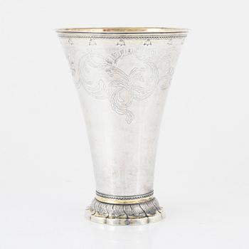 A rococo parcel-gilt silver beaker, mark of Erik Hedenberg, Östhammar 1769.