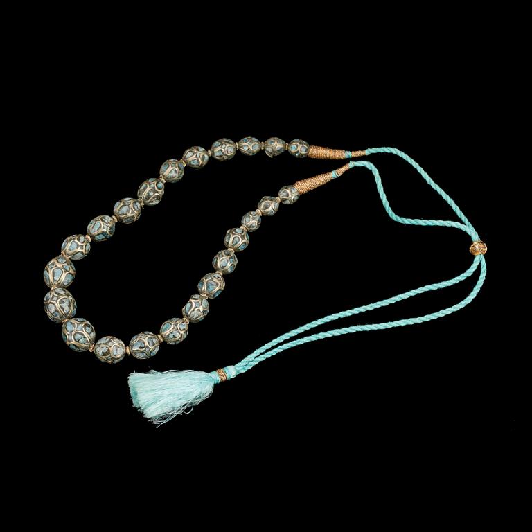 HALSBAND, orientaliskt, glaspärlor.