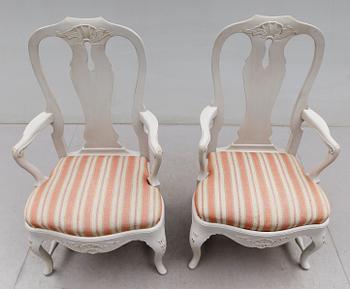 KARMSTOLAR, 1 par, rokokostil, 1900-talets första hälft.