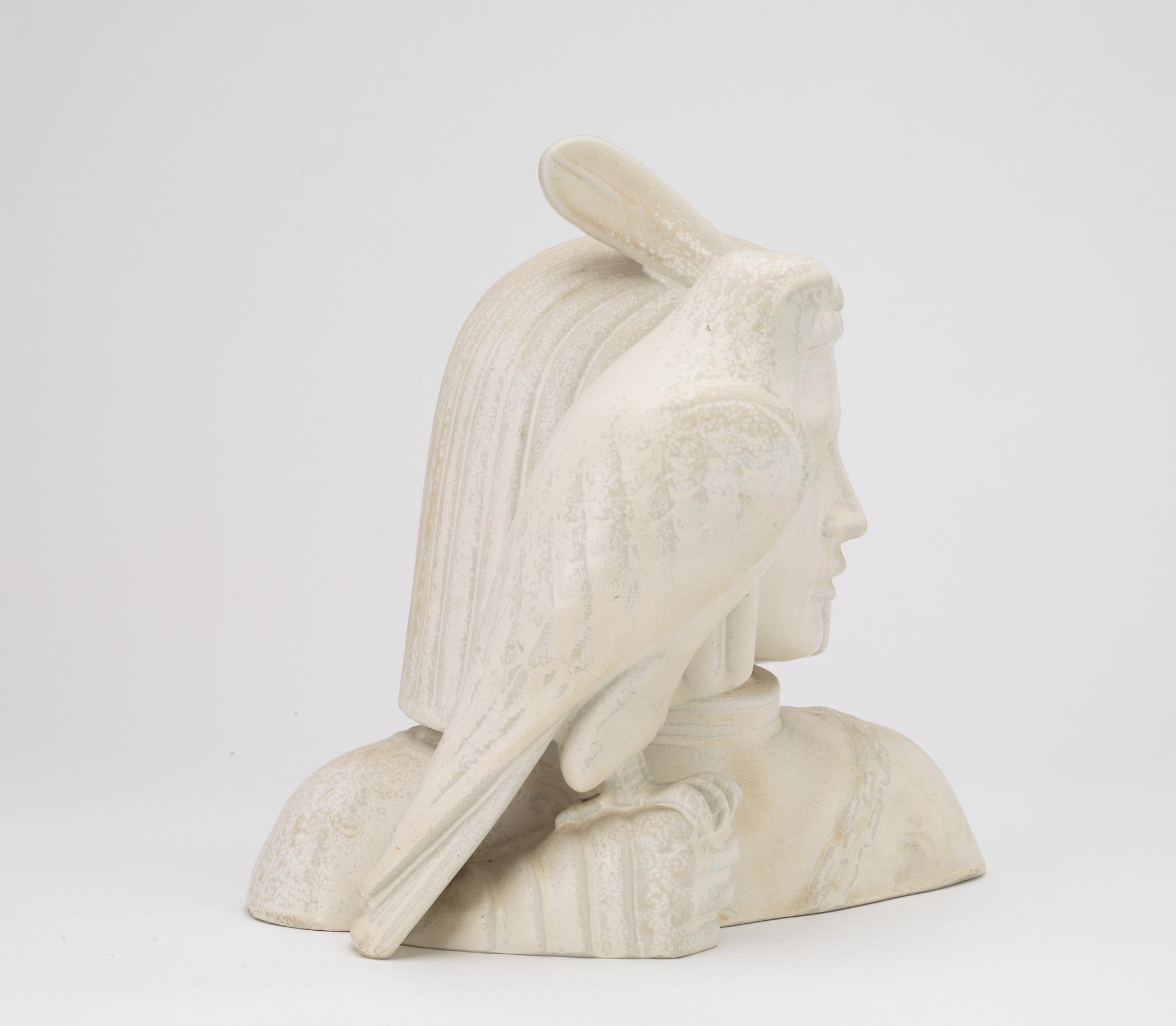 A Gunnar Nylund stoneware sculpture of a falconer, Rörstrand.