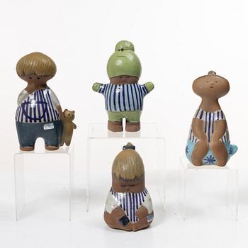 Lisa Larson, Figurines, 4 pcs, stoneware, from the “Larsons ungar” series, Gustavsberg.