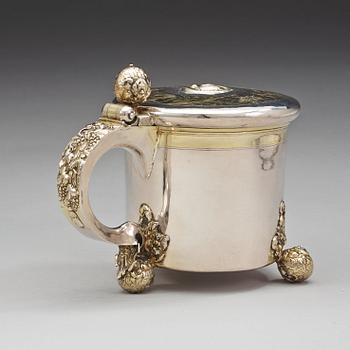 A Swedish late 17th century parcel-gilt tankard, marks of Didrik Hansson Hysing, Stockholm 1699.