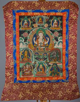VÄGGBONAD, Thangka, Kina / Tibet, 1900-talets första hälft.