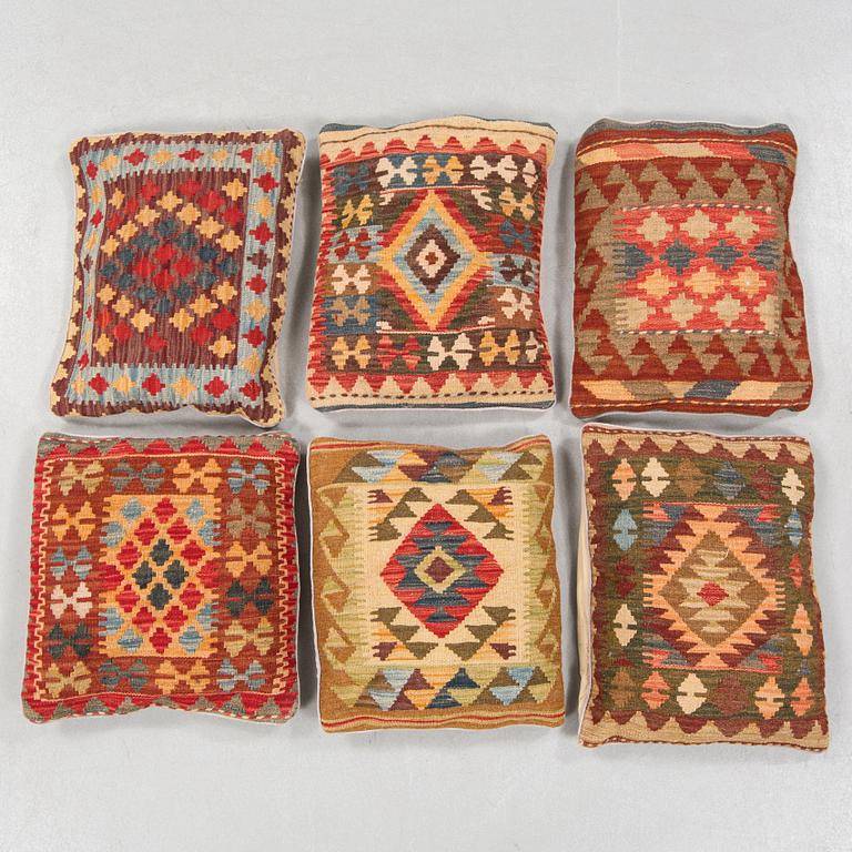 Six kelim pillows.