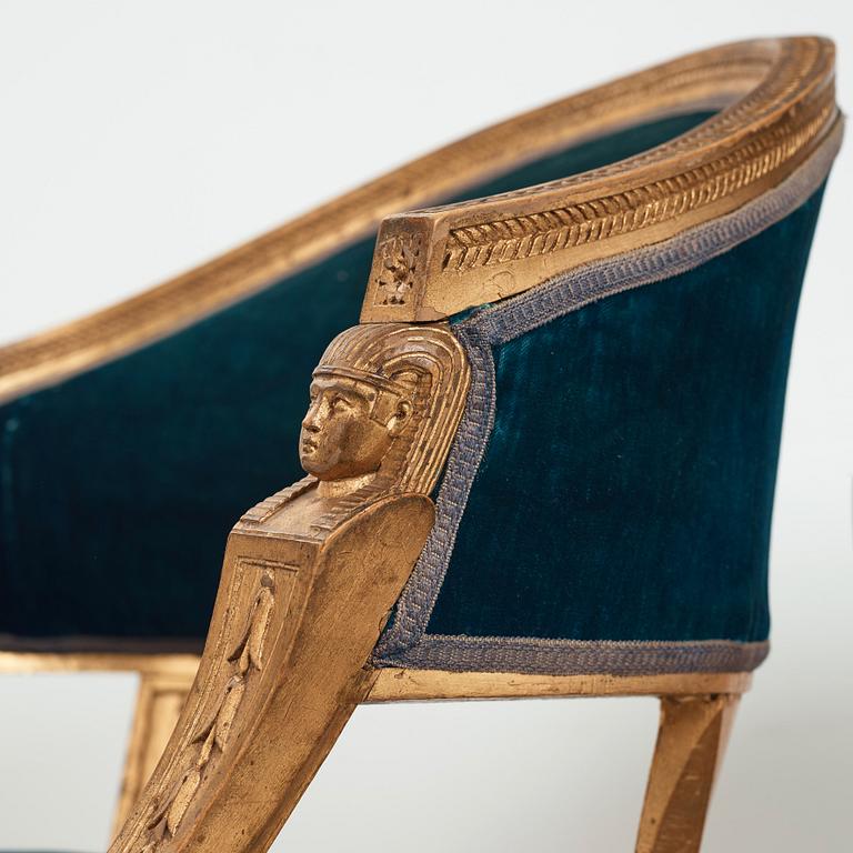 A pair of late Gustavian armchairs by Ephraim Ståhl (master in Stockholm 1794-1820).