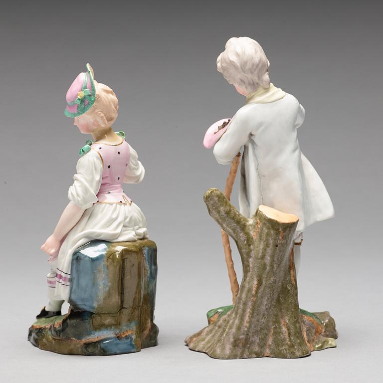 FIGURINER, två stycken, porslin. Höchst, 1700-tal.