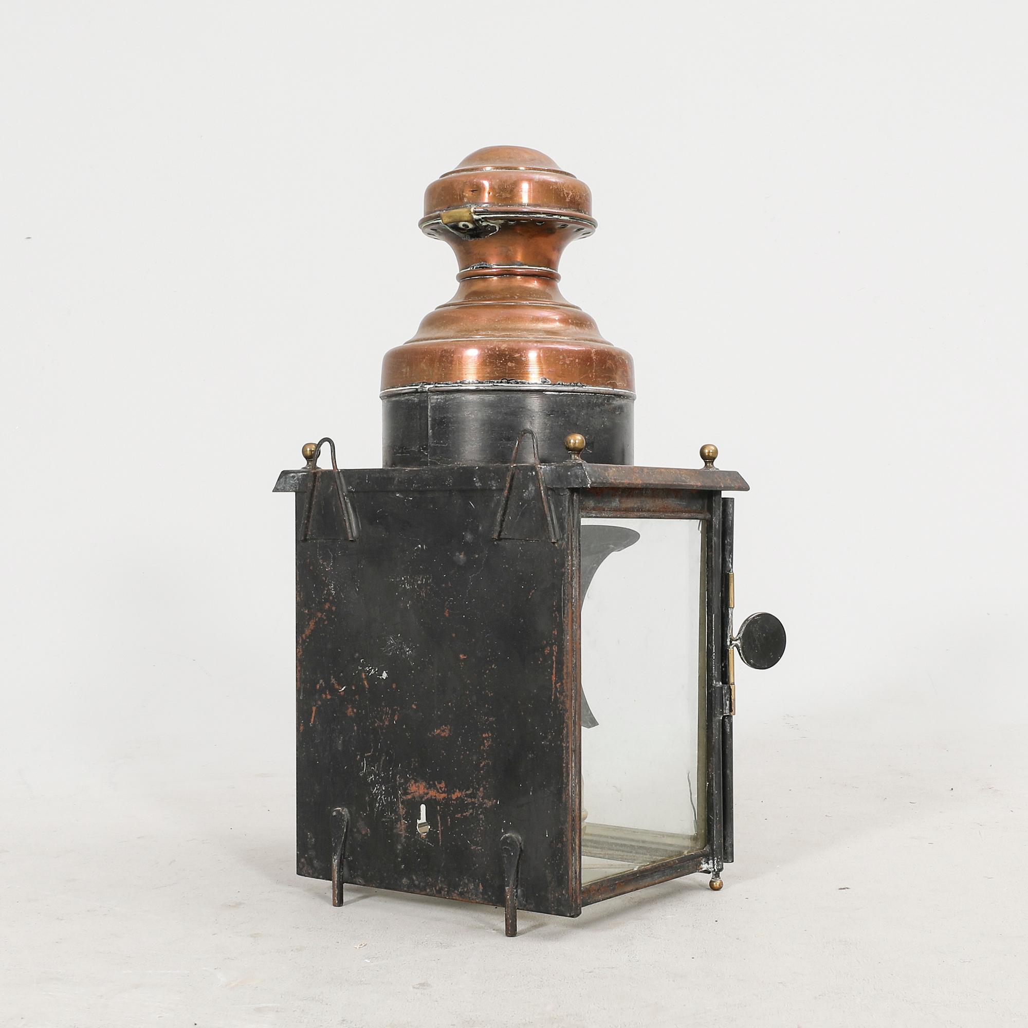 A Mobach & fils copper lantern around 1900.