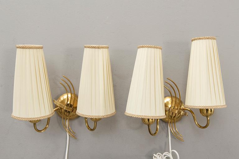 Wall lamps, a pair, 1940s-50s.