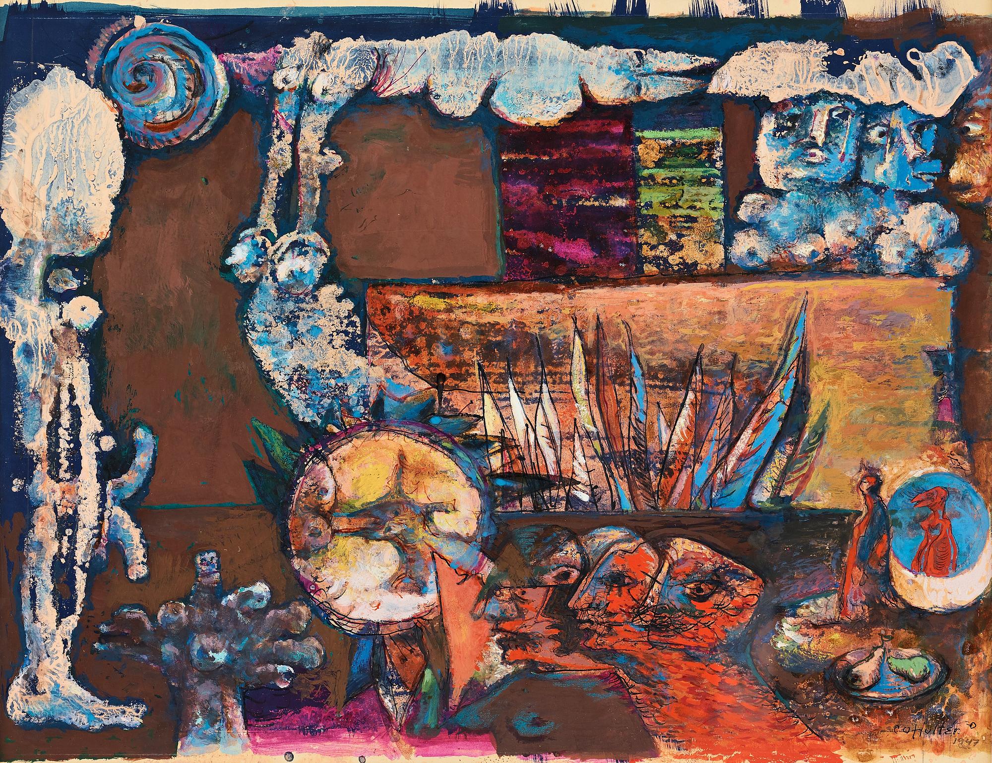 CO HULTÉN, gouache on paper, signed and dated 1947.