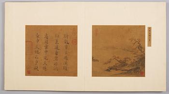 A fine album titled "Song hua ji jin ce", with 12 paintings, and 3 calligraphy, presumably Qing dynasty 17/18th Century.
